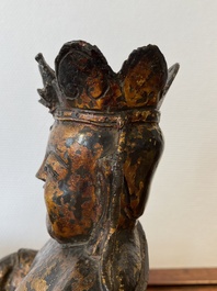 A Chinese gilt bronze crowned Buddha, Ming