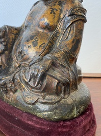 A Chinese gilt bronze crowned Buddha, Ming