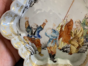 A Chinese famille rose 'five Luohan' teapot stand, Qianlong
