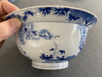 A Chinese blue and white bowl with cherry blossom design, Kangxi