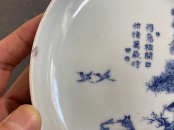 Een Chinees blauw-wit 'Bleu de Hue' bord voor de Vietnamese markt, Kinh Son Phien Ngoc merk, 19e eeuw