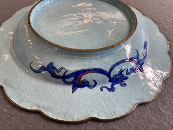 A Chinese Canton enamel 'scholars' dish, Qianlong/Jiaqing
