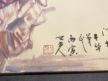 Chinese school: An album of twelve paintings with signatures of celebrities, a.o. Zhao Shaoang 趙少昂, ink and colour on paper, dated 1944
