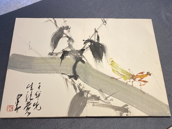 Chinese school: An album of twelve paintings with signatures of celebrities, a.o. Zhao Shaoang 趙少昂, ink and colour on paper, dated 1944