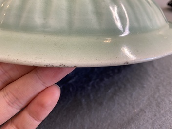 A Chinese celadon-glazed 'lotus' dish, Qianlong/Jiaqing