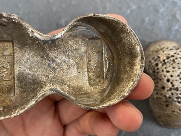 Twee Chinese zilveren blokken, Guangxu en Xuantong merk en wellicht periode