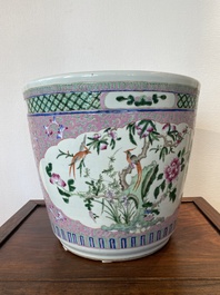 A Chinese pink-ground famille rose jardini&egrave;re, 19th C.