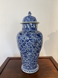 A Chinese blue and white vase and cover, Kangxi