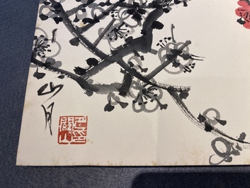 Chinese school: An album of twelve paintings with signatures of celebrities, a.o. Zhao Shaoang 趙少昂, ink and colour on paper, dated 1944