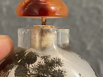 Three Chinese inside-painted glass snuff bottles, 20th C.