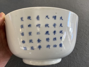 Een Chinese blauw-witte 'Bleu de Hue' kom voor de Vietnamese markt, Nhuroc Tham Tran Tang merk, 19e eeuw