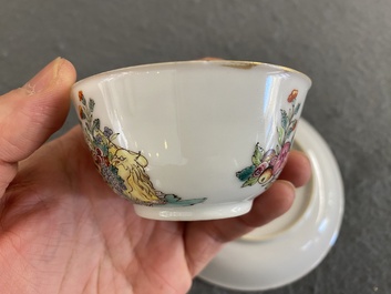 Tasse et soucoupe en porcelaine de Chine famille rose aux armes de Henri van Isselmuden et Anne van Haersolte pour le march&eacute; hollandais, Qianlong