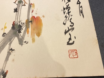 Chinese school: An album of twelve paintings with signatures of celebrities, a.o. Zhao Shaoang 趙少昂, ink and colour on paper, dated 1944