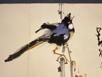 Chinese school: An album of twelve paintings with signatures of celebrities, a.o. Zhao Shaoang 趙少昂, ink and colour on paper, dated 1944