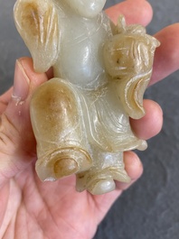 A Chinese jade sculpture of a boy, 18/19th C.