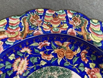 A Chinese Canton enamel 'scholars' dish, Qianlong/Jiaqing