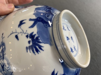 A Chinese blue and white bowl with cherry blossom design, Kangxi