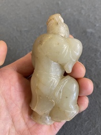 A Chinese jade sculpture of a boy, 18/19th C.
