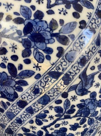 A Chinese blue and white vase and cover, Kangxi