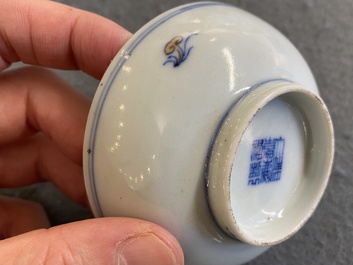 A Chinese doucai 'phoenix' saucer, Jiaqing mark, 19th C.
