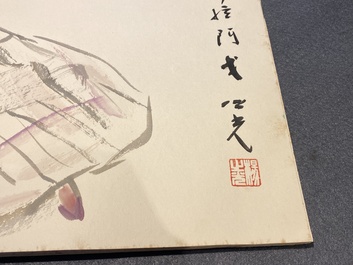 Chinese school: An album of twelve paintings with signatures of celebrities, a.o. Zhao Shaoang 趙少昂, ink and colour on paper, dated 1944