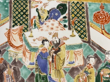 A Chinese famille verte &lsquo;narrative subject&rsquo; dish, Kangxi
