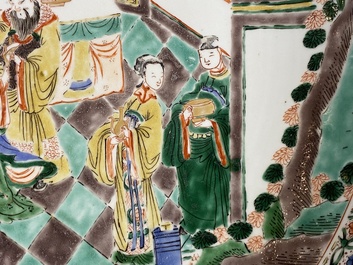 A Chinese famille verte &lsquo;narrative subject&rsquo; dish, Kangxi