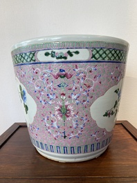 A Chinese pink-ground famille rose jardini&egrave;re, 19th C.