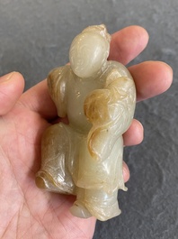 A Chinese jade sculpture of a boy, 18/19th C.