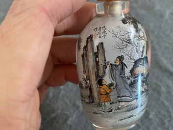 Three Chinese inside-painted glass snuff bottles, 20th C.