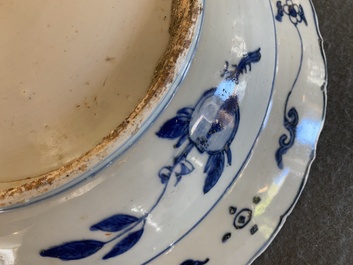 A Chinese blue and white dish with a fine landscape, Jiajing