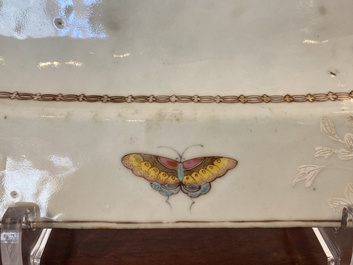 A Chinese famille rose armorial 'Hotham impaling Morley' dish, Qianlong