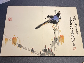 Chinese school: An album of twelve paintings with signatures of celebrities, a.o. Zhao Shaoang 趙少昂, ink and colour on paper, dated 1944