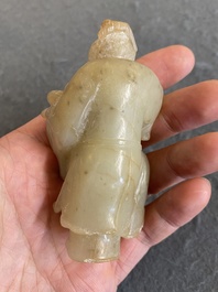 A Chinese jade sculpture of a boy, 18/19th C.