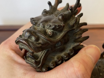 Een Chinese bronzen qilin, wellicht Kangxi