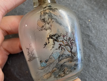 Five Chinese inside-painted glass snuff bottles and one in Canton or Beijing enamel, 19/20th C.