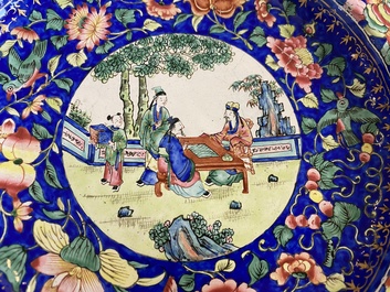 A Chinese Canton enamel 'scholars' dish, Qianlong/Jiaqing
