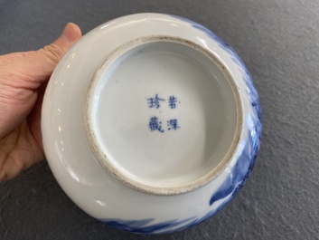 Een Chinese blauw-witte 'Bleu de Hue' kom voor de Vietnamese markt, Nhuroc Tham Tran Tang merk, 19e eeuw