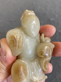 A Chinese jade sculpture of a boy, 18/19th C.