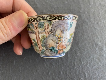 A Chinese Canton enamel 'foreigners' wine cup, Yongzheng