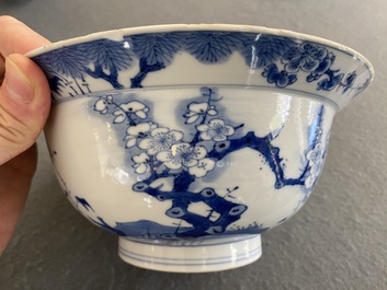 A Chinese blue and white bowl with cherry blossom design, Kangxi