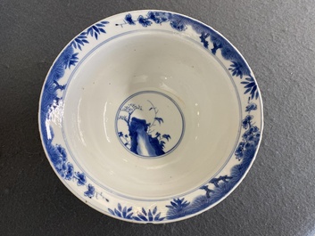A Chinese blue and white bowl with cherry blossom design, Kangxi