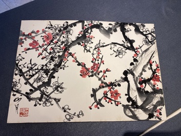 Chinese school: An album of twelve paintings with signatures of celebrities, a.o. Zhao Shaoang 趙少昂, ink and colour on paper, dated 1944