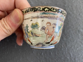 A Chinese Canton enamel 'foreigners' wine cup, Yongzheng