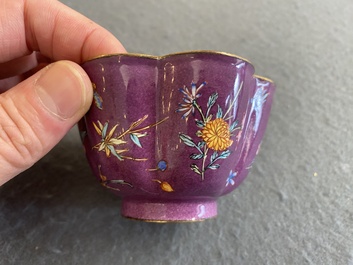A rare Chinese Canton enamel purple-ground bowl, Shou 寿 mark, Yongzheng/Qianlong