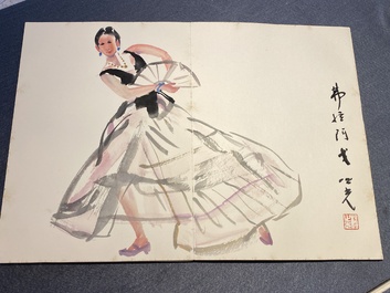 Chinese school: An album of twelve paintings with signatures of celebrities, a.o. Zhao Shaoang 趙少昂, ink and colour on paper, dated 1944