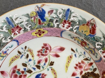 A Chinese famille rose plate with immortals and mandarin ducks, Yongzheng