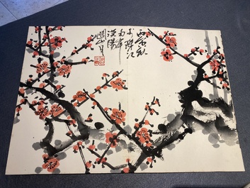 Chinese school: An album of twelve paintings with signatures of celebrities, a.o. Zhao Shaoang 趙少昂, ink and colour on paper, dated 1944