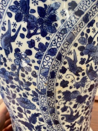 A Chinese blue and white vase and cover, Kangxi