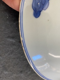 A Chinese blue, white and copper-red 'Bats and clouds' plate, Qianlong mark but probably later